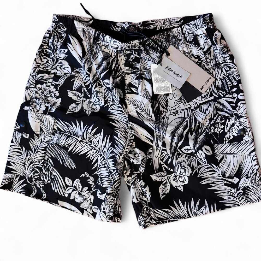 Palm Angels Jungle Parrots Swim Shorts NWT